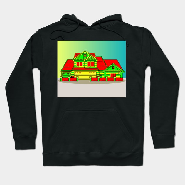 Illustration Dream House Villa Color Effects Hoodie by flofin